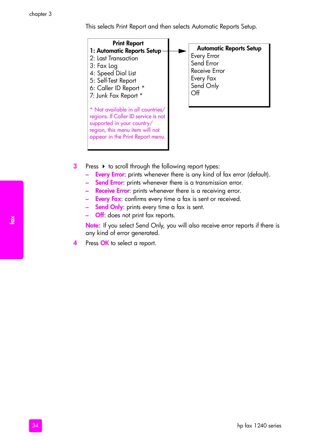 HP 1240 manual Automatic Reports Setup 