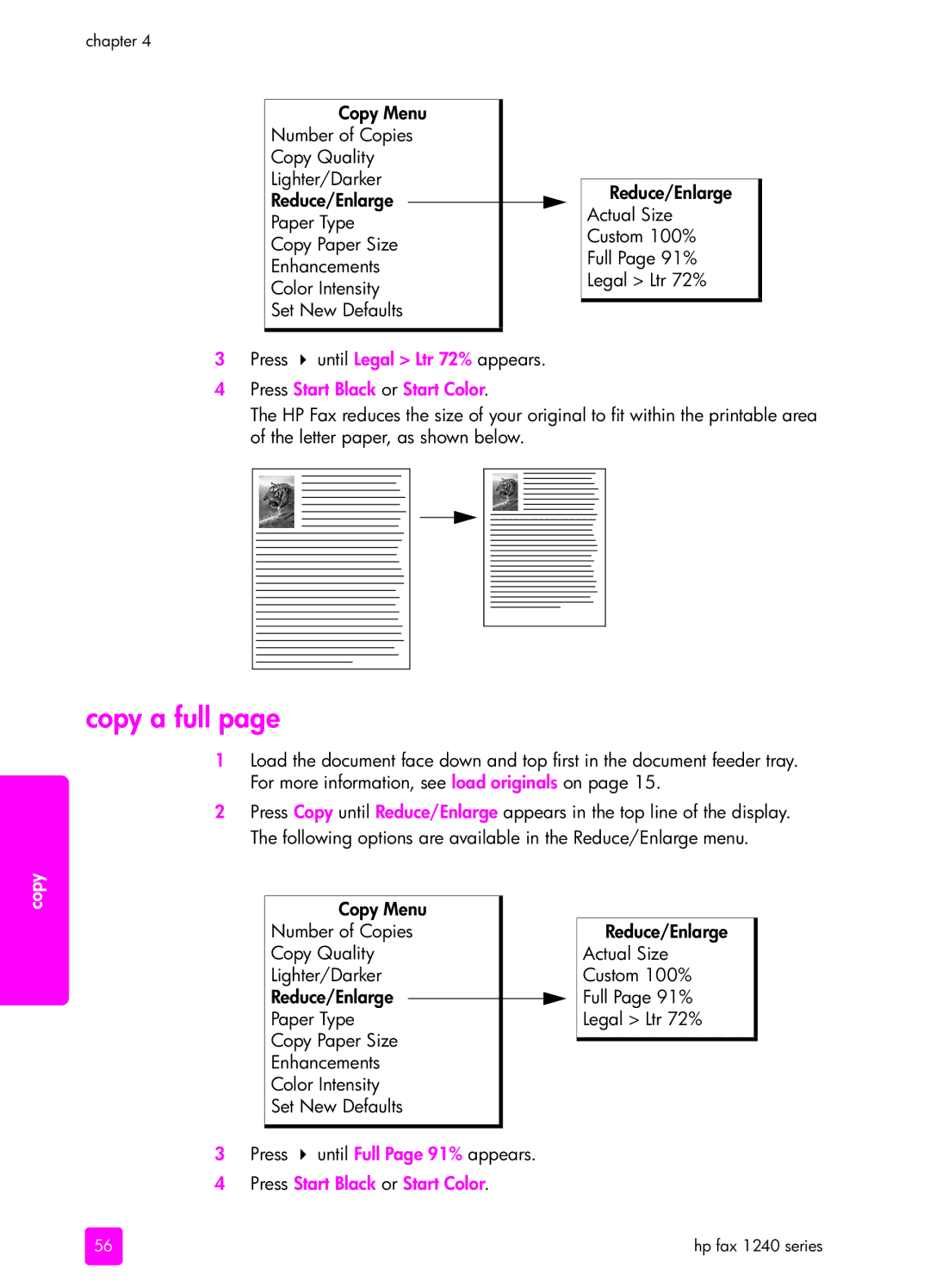 HP 1240 manual Copy a full 