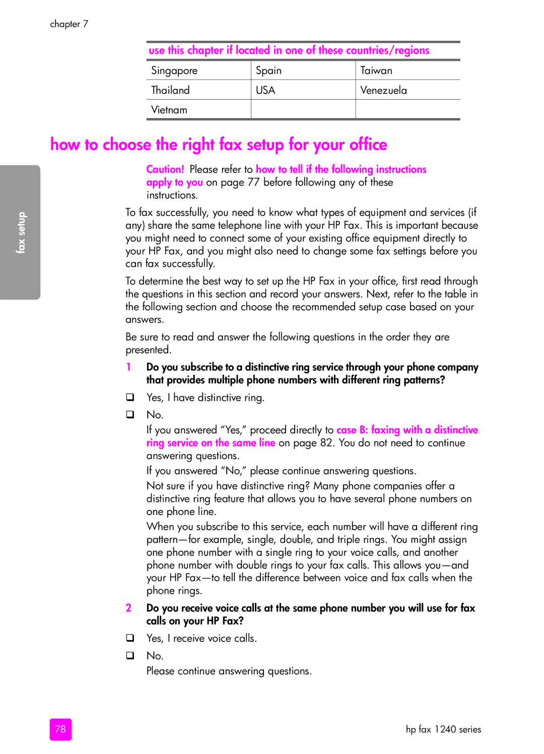 HP 1240 manual How to choose the right fax setup for your office 