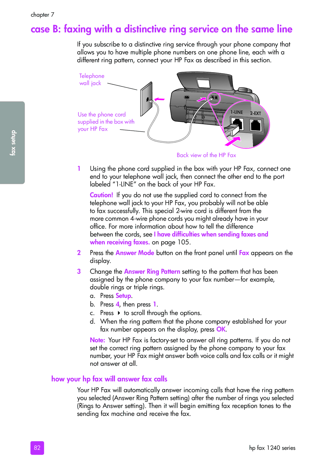 HP 1240 manual How your hp fax will answer fax calls 