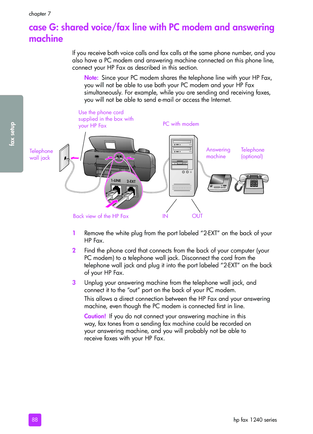 HP 1240 manual Fax setup 