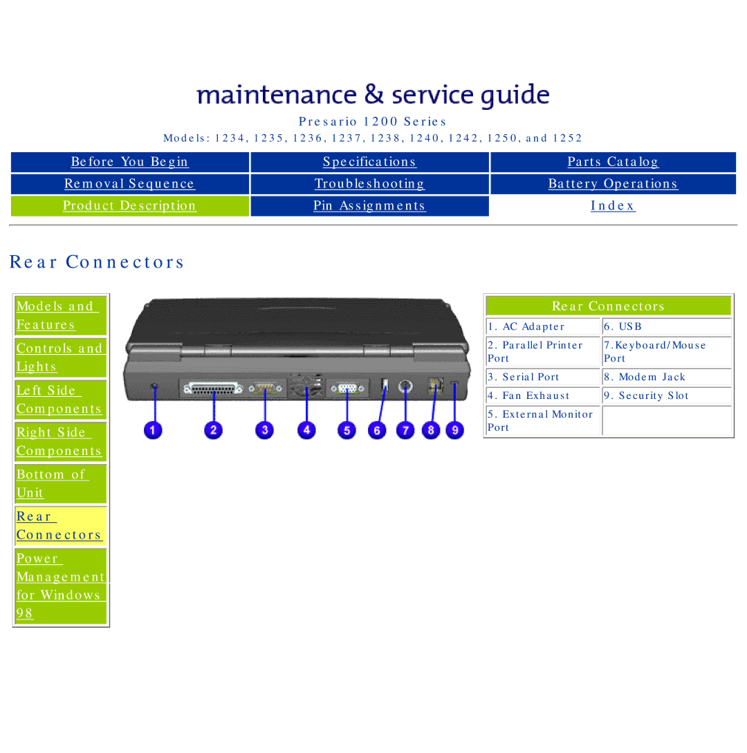 HP 1234, 1242 manual Power Management For Windows Rear Connectors 