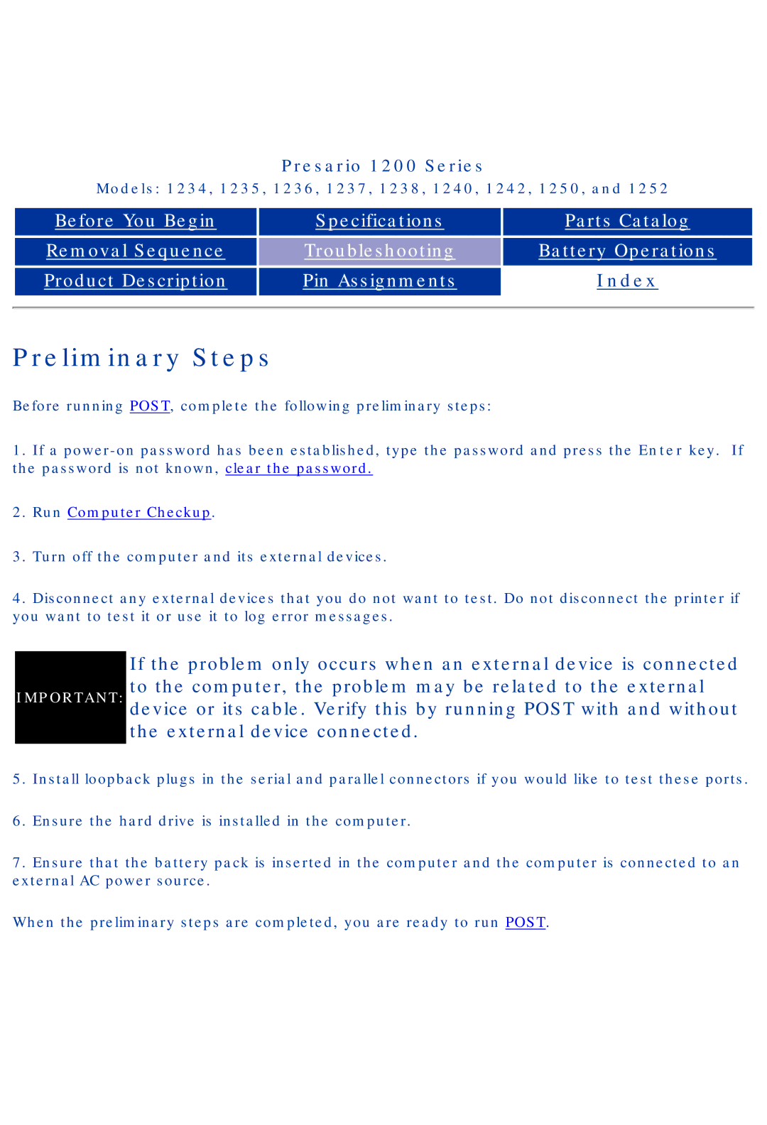 HP 1242, 1234 manual Preliminary Steps, Specifications 