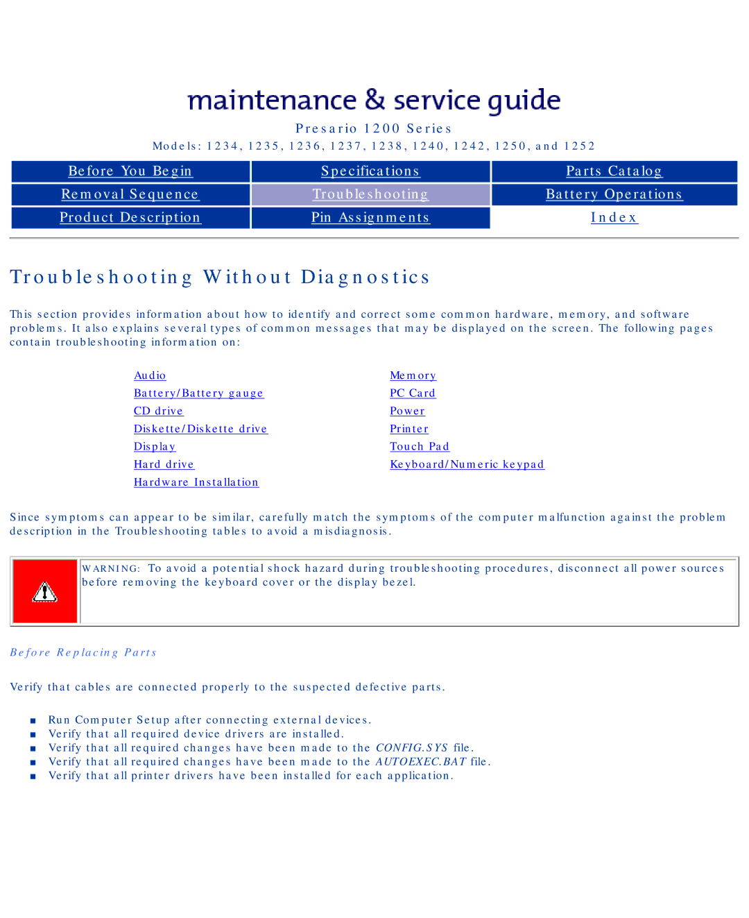 HP 1234, 1242 manual Troubleshooting Without Diagnostics, Before Replacing Parts 