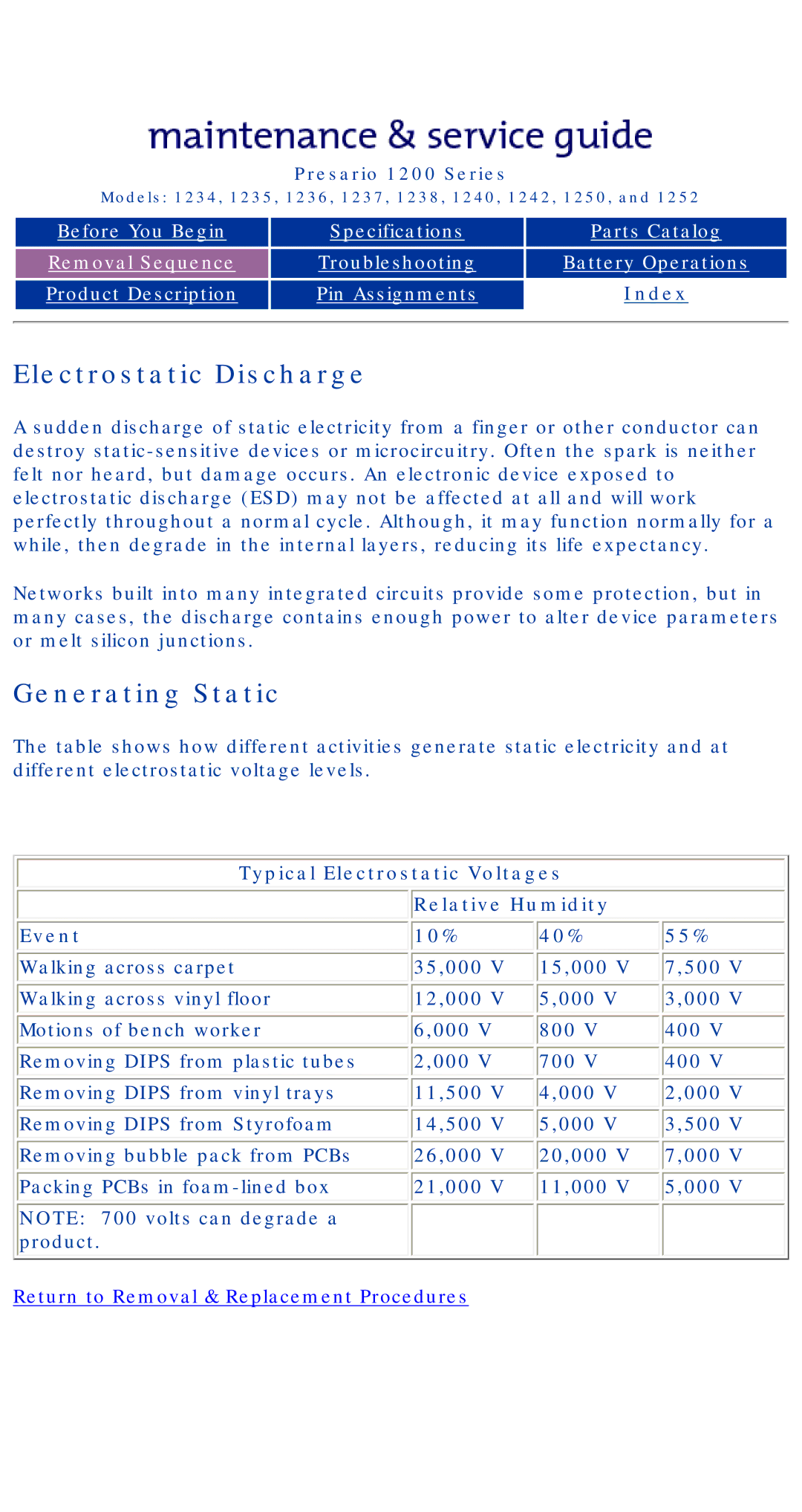 HP 1234, 1242 manual Electrostatic Discharge, Generating Static 