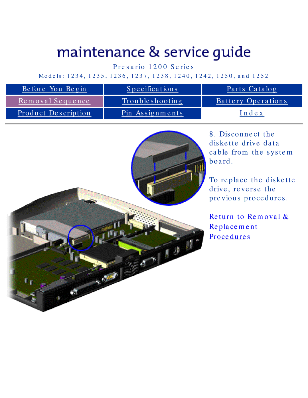 HP 1234, 1242 manual Diskette drive data, Cable from the system, Board, To replace the diskette, Drive, reverse 