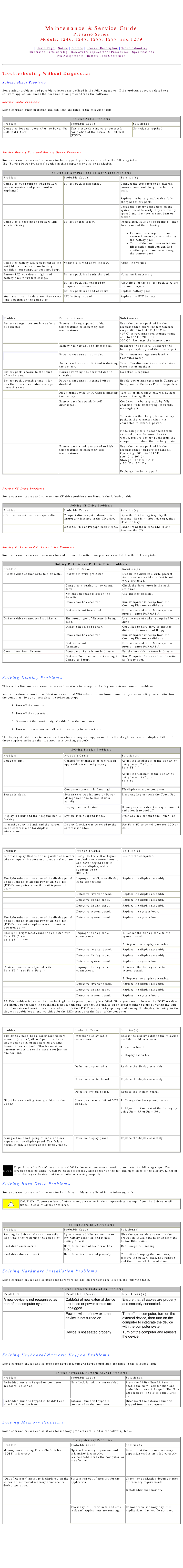 HP 1278, 1277 manual Maintenance & Service Guide, Solving Minor Problems 