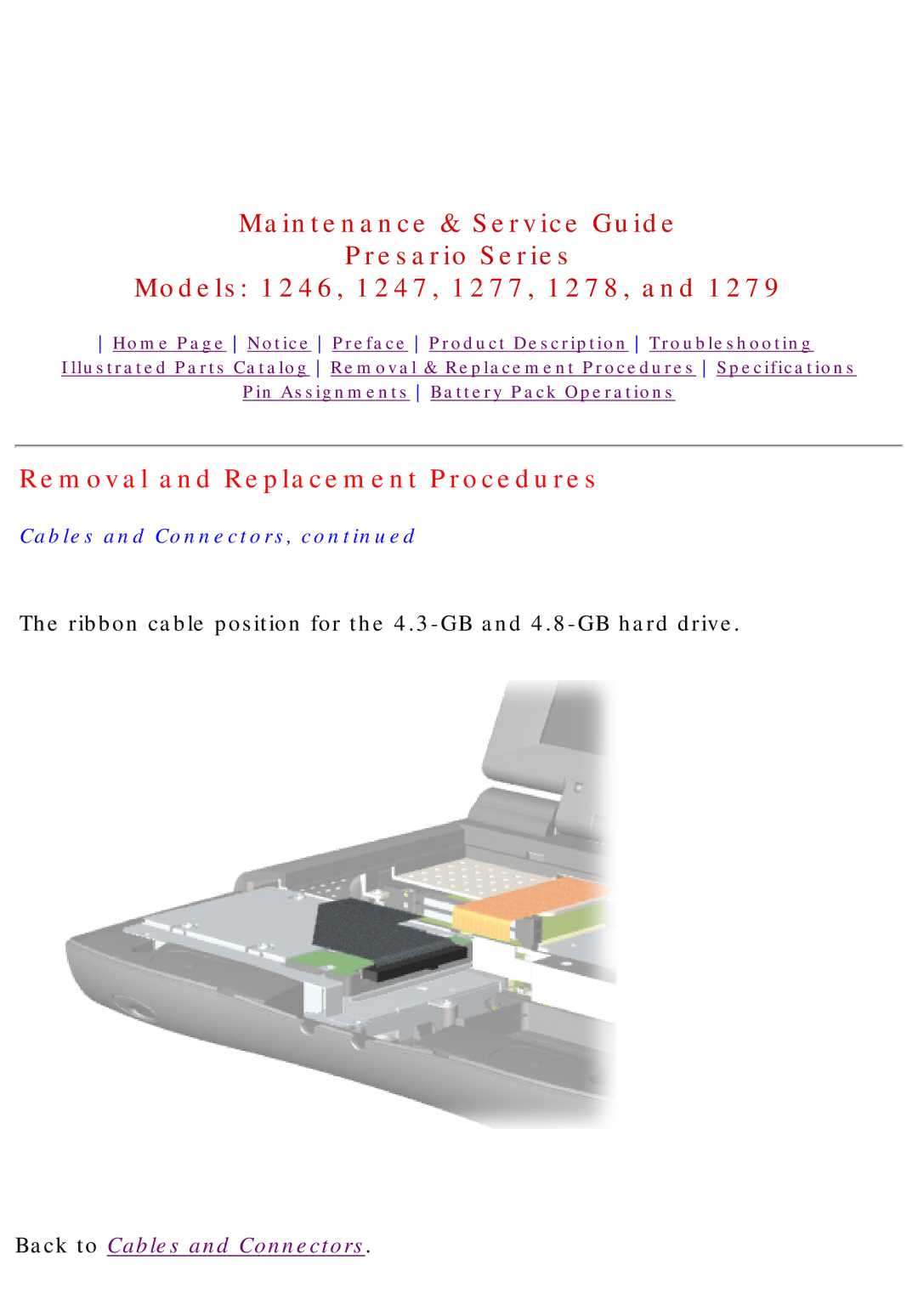 HP 1277, 1278 manual Back to Cables and Connectors 