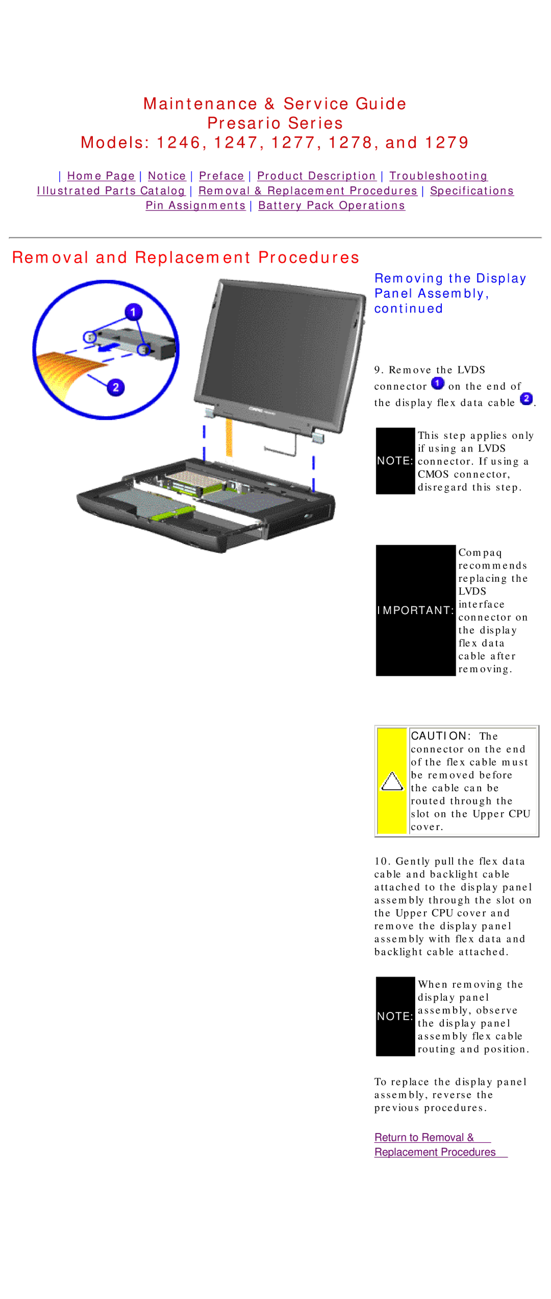 HP 1277, 1278 manual Lvds 