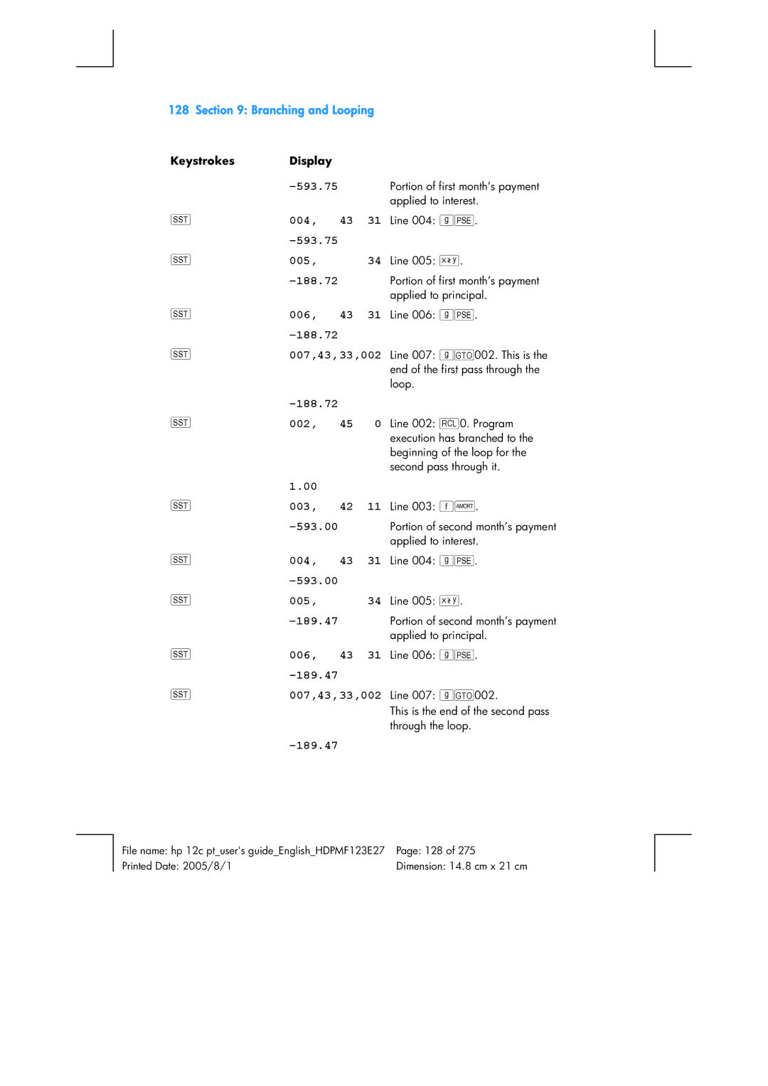 HP 12C Financial 12C manual 593.75 005, 188.72 007,43,33,002, 188.72 002, 593.00 005, 189.47 007,43,33,002 