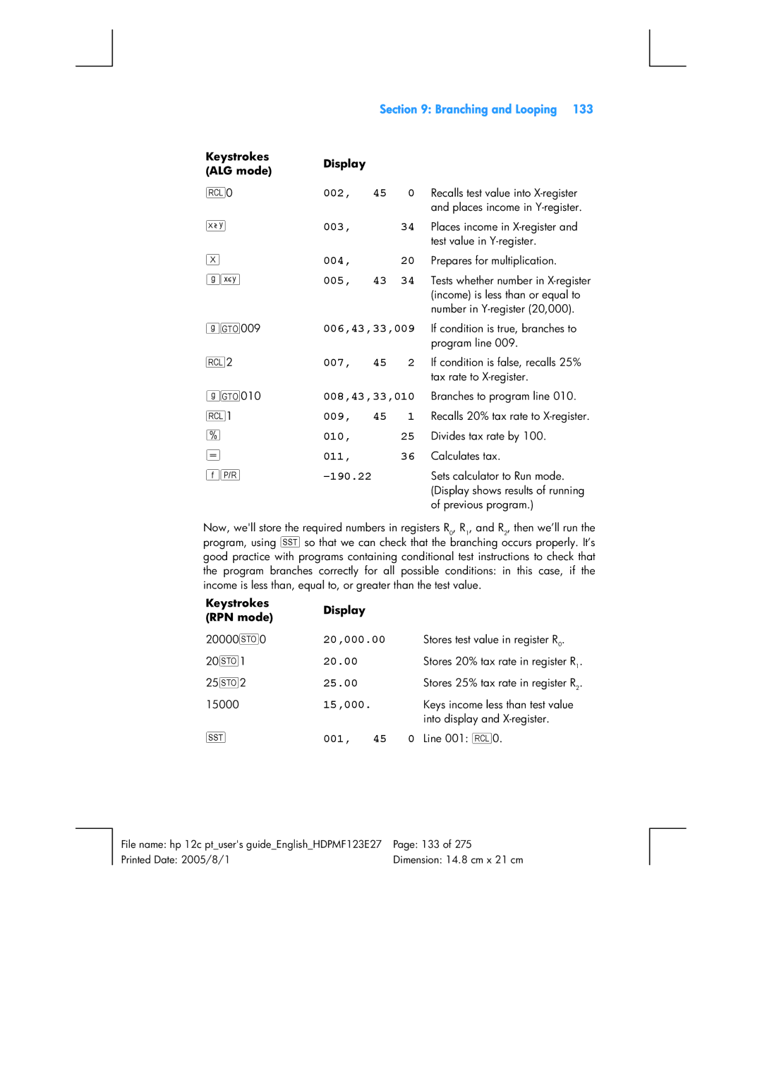 HP 12C Financial 12C manual 006,43,33,009, 008,43,33,010, 20,000.00, 15,000 001, 45 