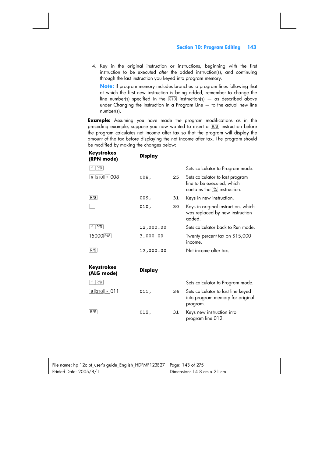 HP 12C Financial 12C manual Fs 15000t 