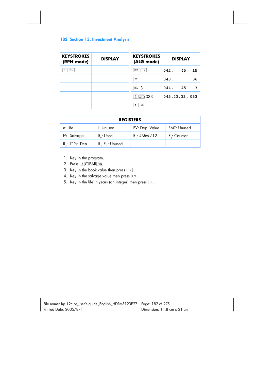 HP 12C Financial 12C manual 042 043 044, Gi033 