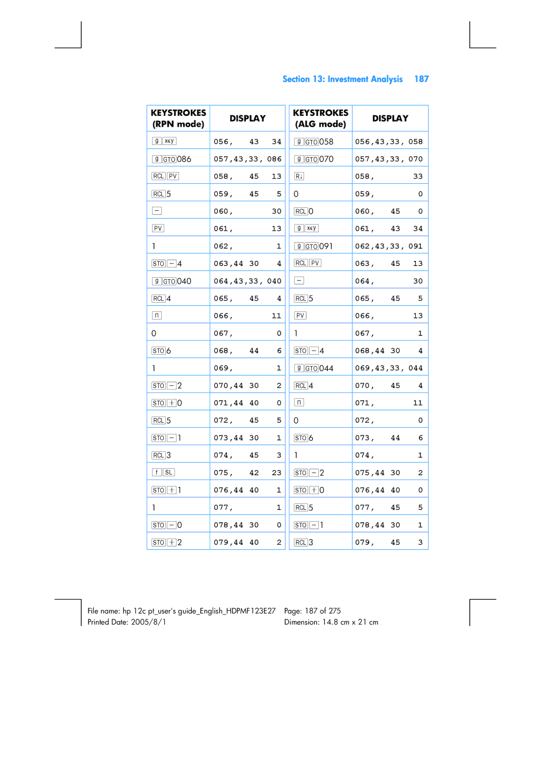 HP 12C Financial 12C 057,43,33, 058 059 060 061 062, 063,44, 064,43,33, 065 066 067 068 069, 070,44, 071,44 072, 078,44 