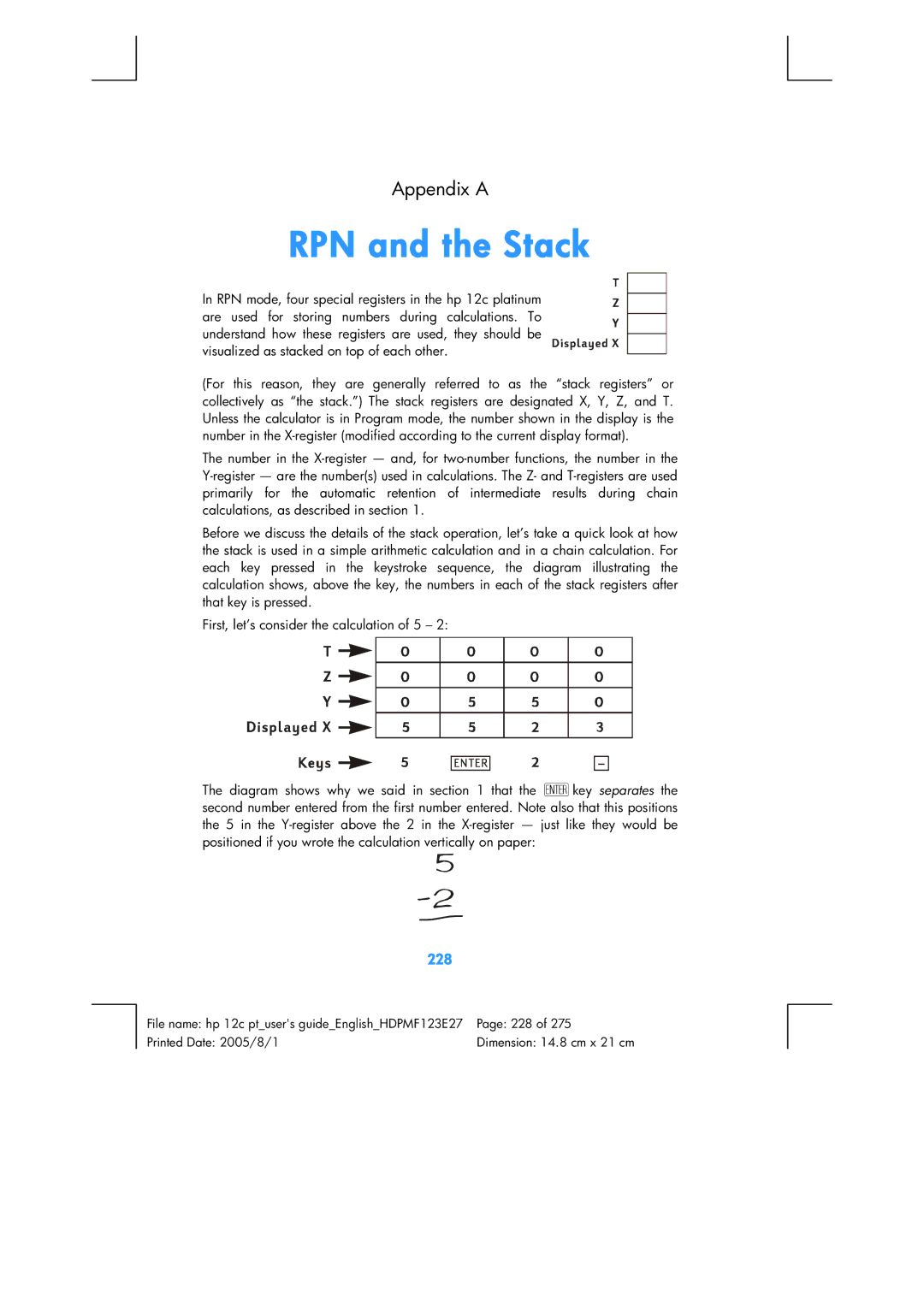 HP 12C Financial 12C manual RPN and the Stack, 228 