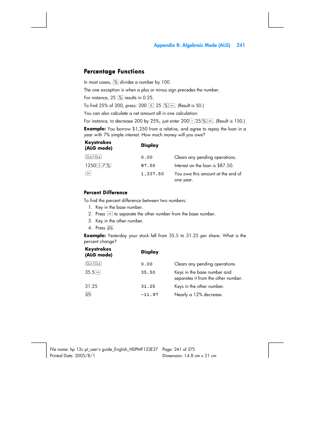 HP 12C Financial 12C manual 1250+7b 