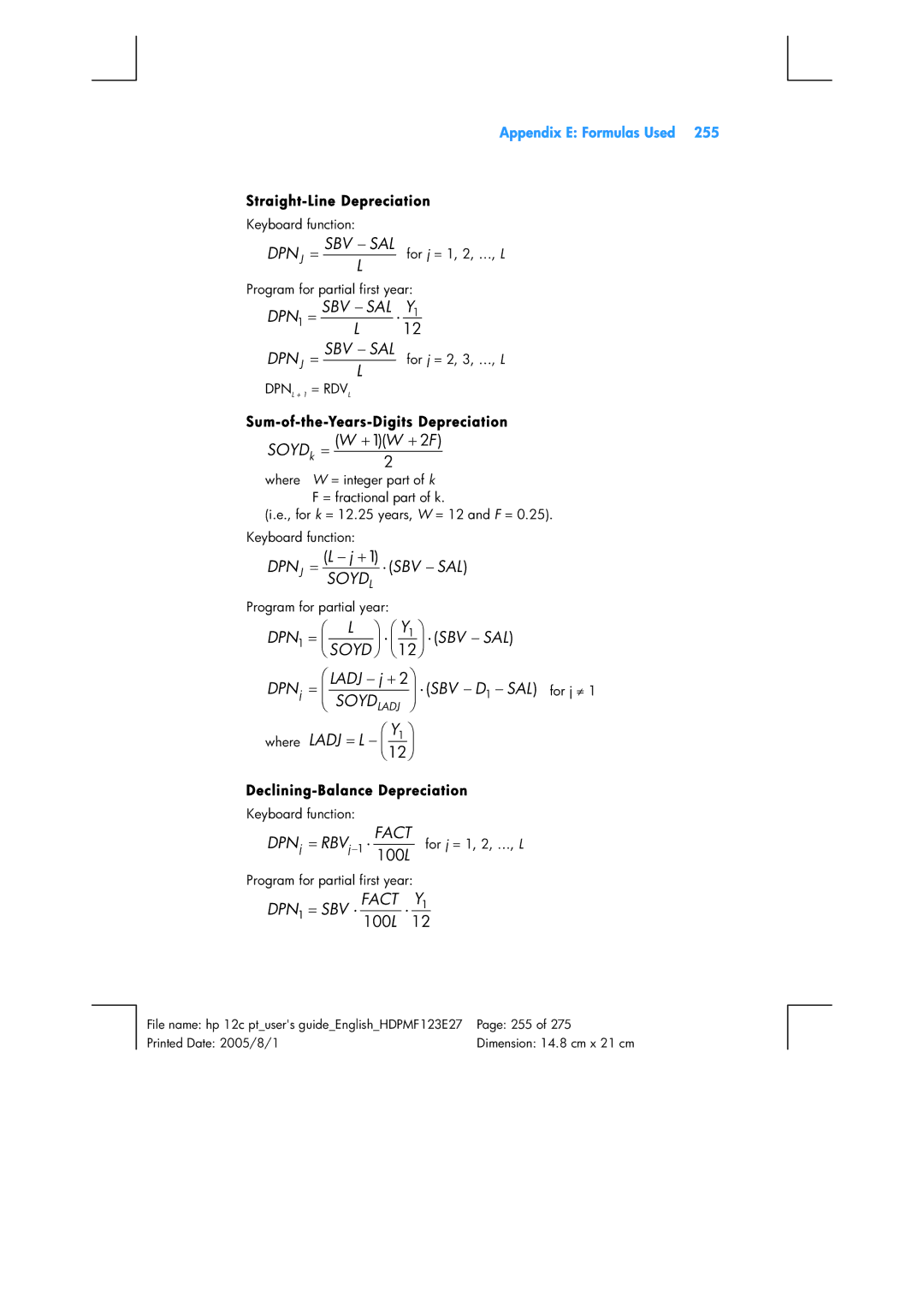 HP 12C Financial 12C manual Dpn J 