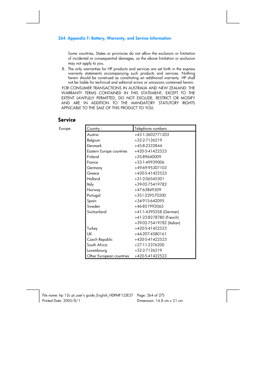 HP 12C Financial 12C manual Service 