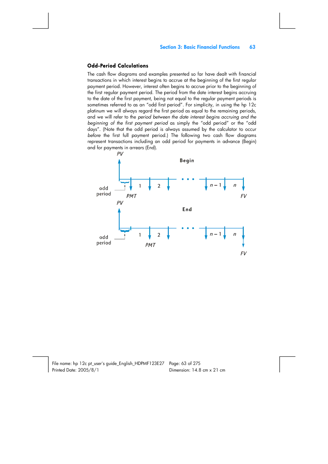 HP 12C Financial 12C manual Odd-Period Calculations 