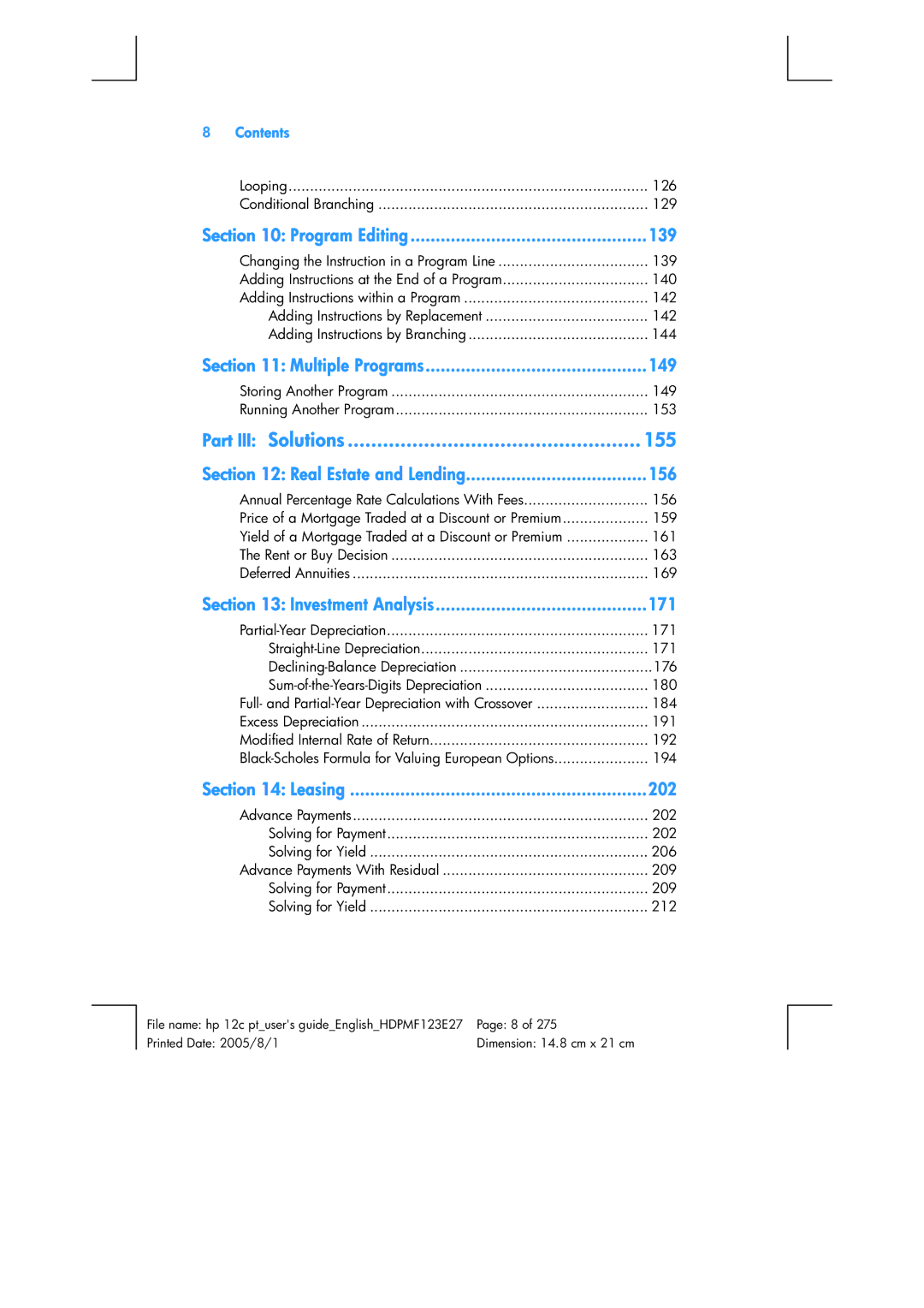 HP 12C Financial 12C manual Part III Solutions 155 