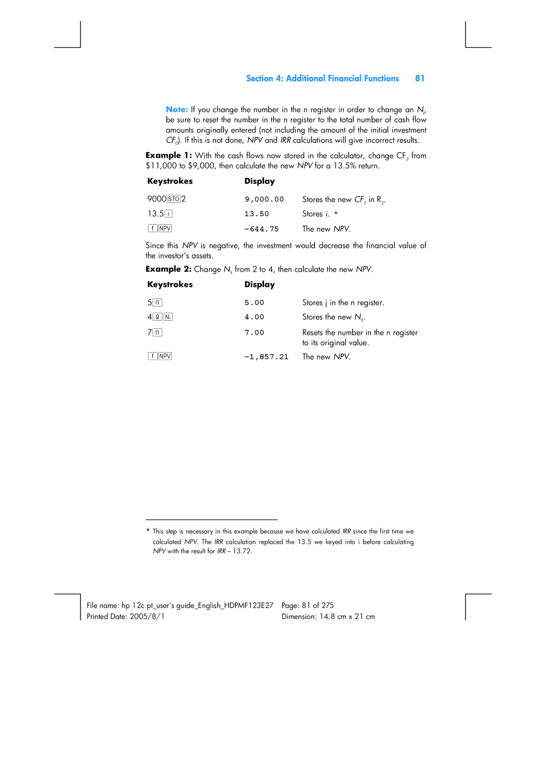 HP 12C Financial 12C manual 644.75, 857.21 