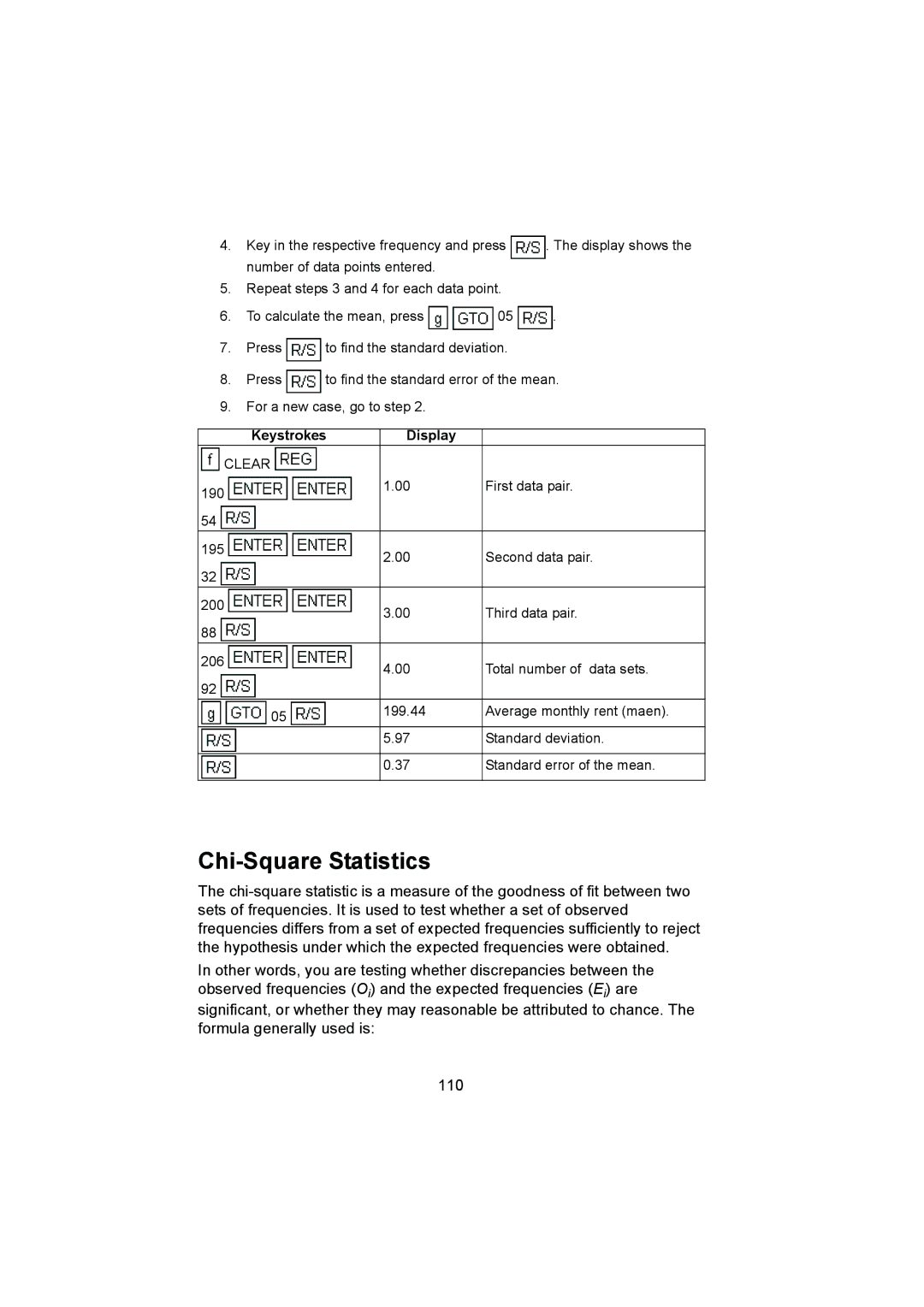 HP 12C manual Chi-Square Statistics 