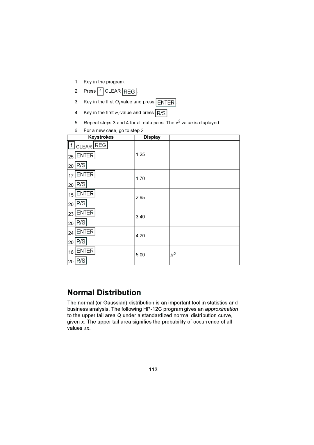 HP 12C manual Normal Distribution 