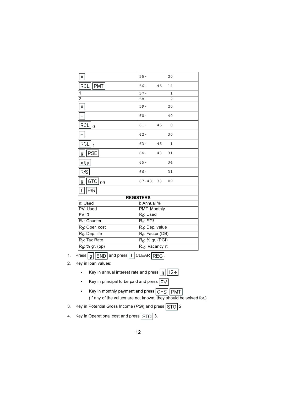 HP 12C manual Registers 