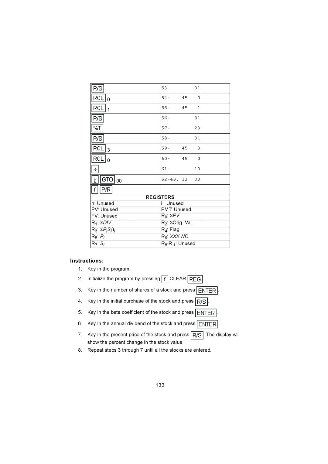 HP 12C manual Instructions, 133 