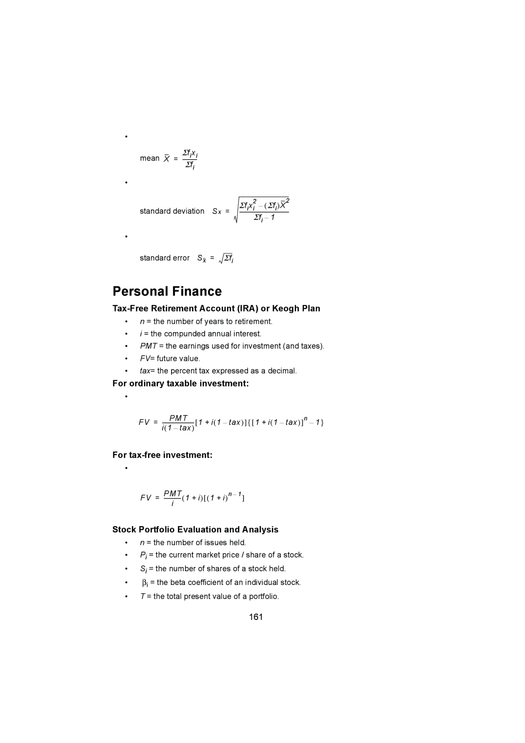 HP 12C manual Personal Finance, Tax-Free Retirement Account IRA or Keogh Plan, For ordinary taxable investment 