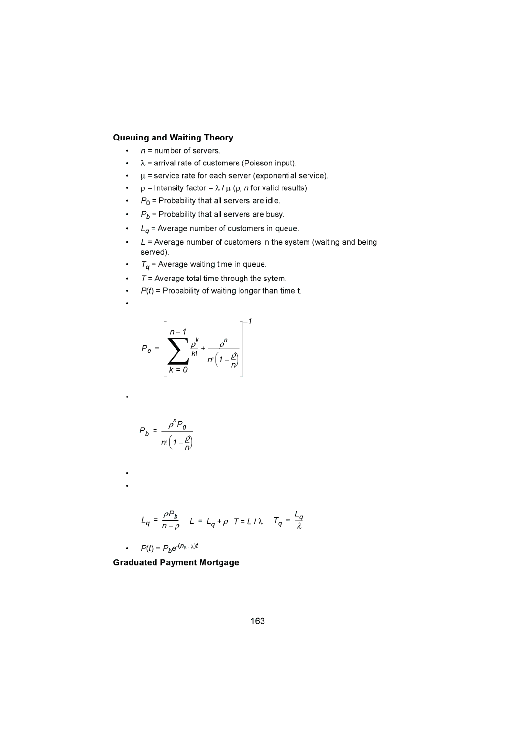 HP 12C manual Queuing and Waiting Theory, Graduated Payment Mortgage, 163 