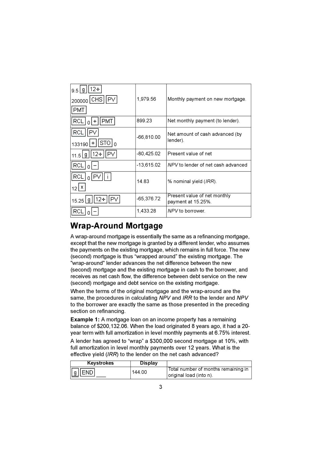 HP 12C manual Wrap-Around Mortgage 