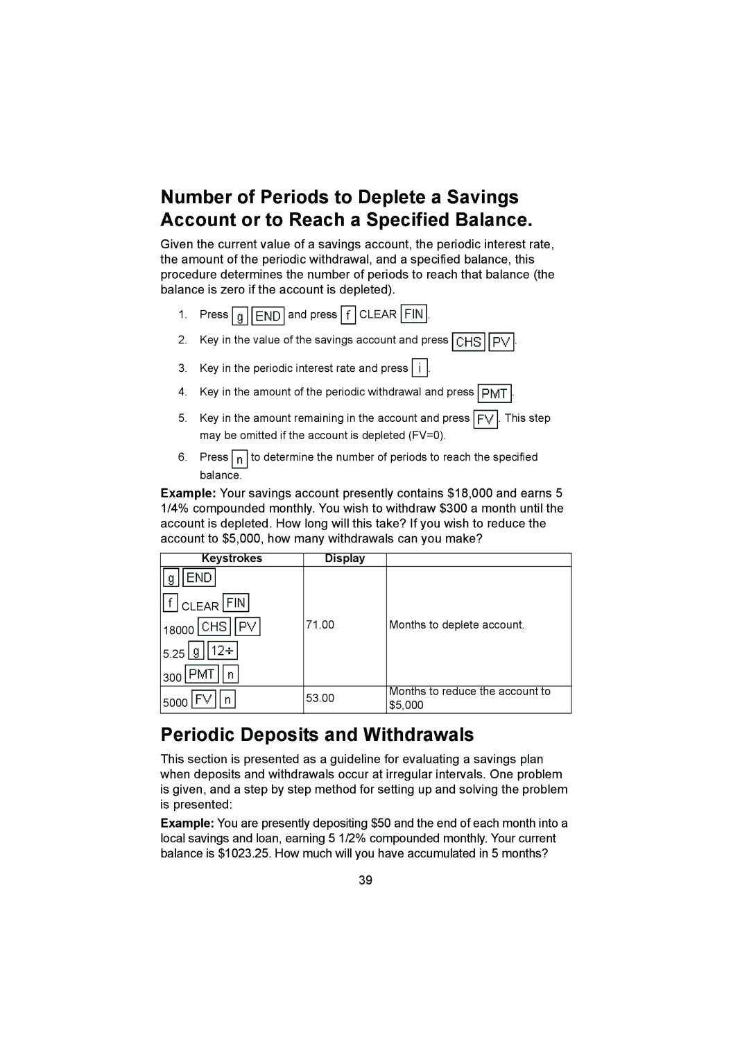 HP 12C manual Periodic Deposits and Withdrawals 