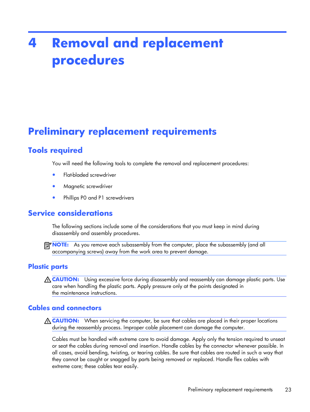 HP 13-3018ca Ultrabook manual Removal and replacement procedures, Preliminary replacement requirements, Tools required 