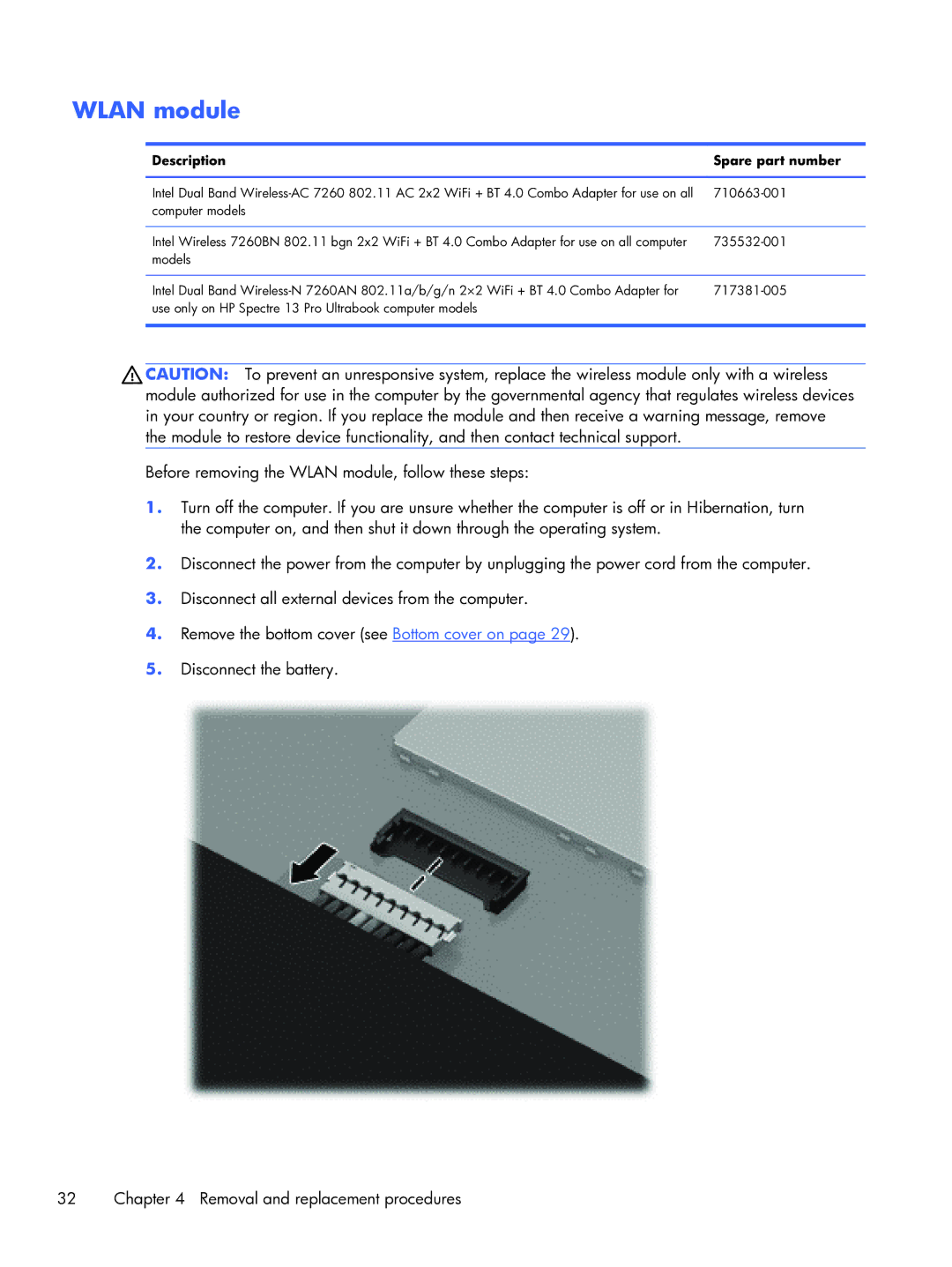 HP 13-3001xx Ultrabook, 13-3010dx Ultrabook, 13t-3000 Ultrabook, 13-3018ca Ultrabook manual Wlan module 