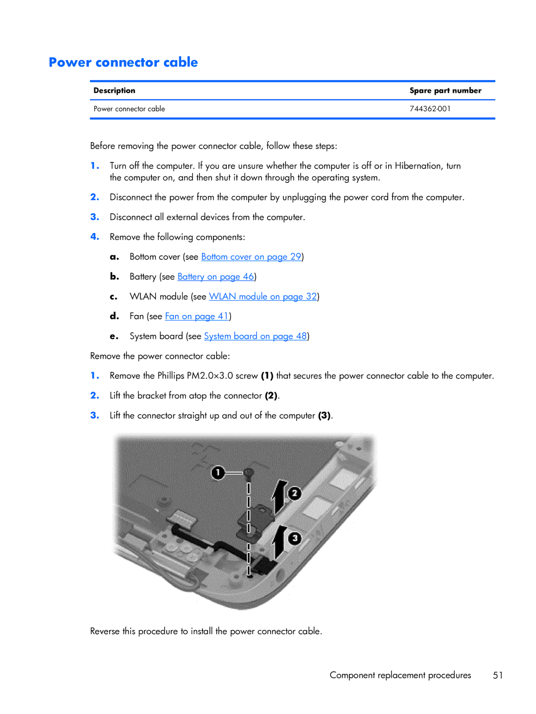 HP 13-3018ca Ultrabook, 13-3001xx Ultrabook, 13-3010dx Ultrabook, 13t-3000 Ultrabook manual Power connector cable 