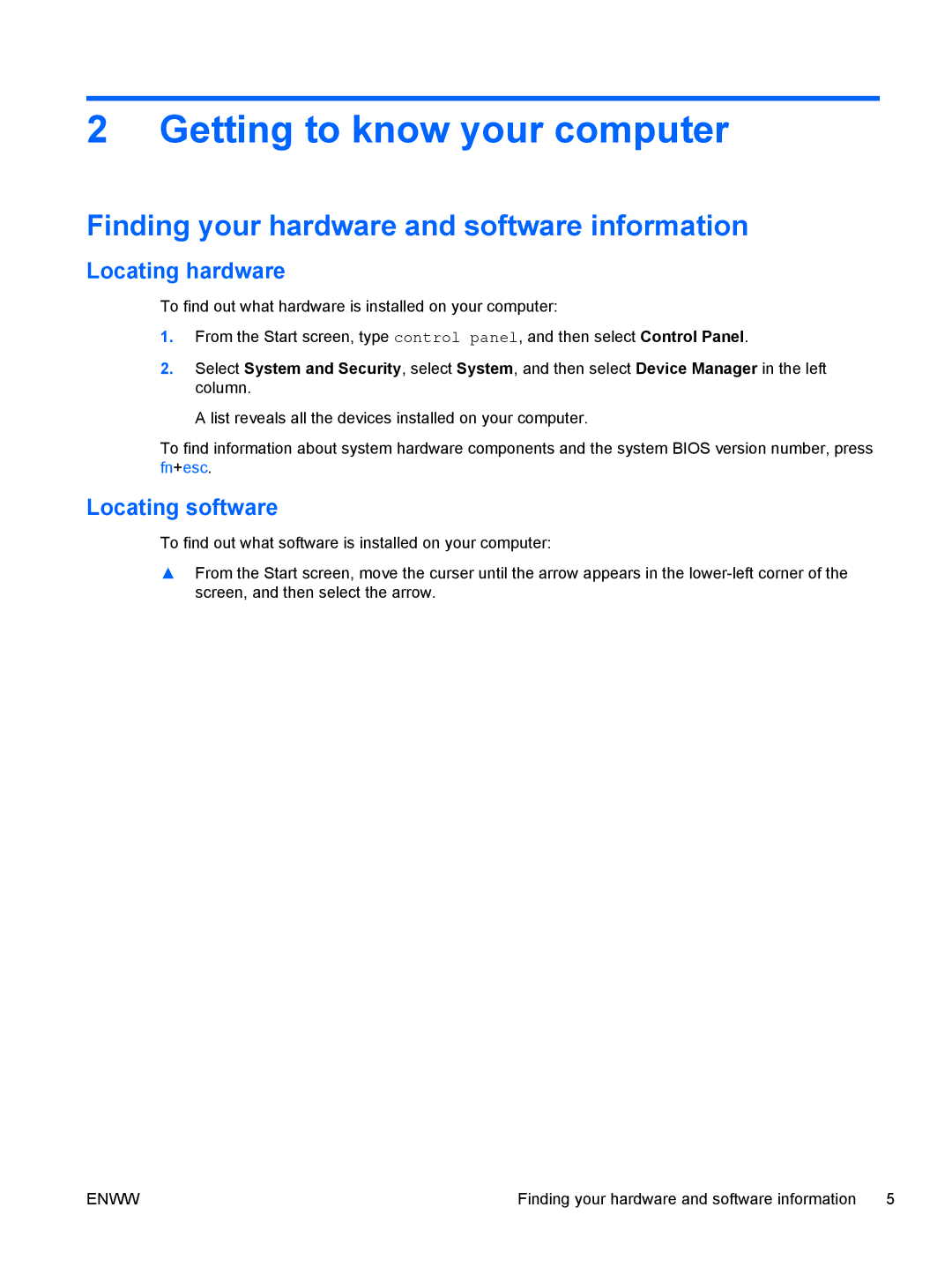 HP 13 x2 Pro manual Getting to know your computer, Finding your hardware and software information, Locating hardware 