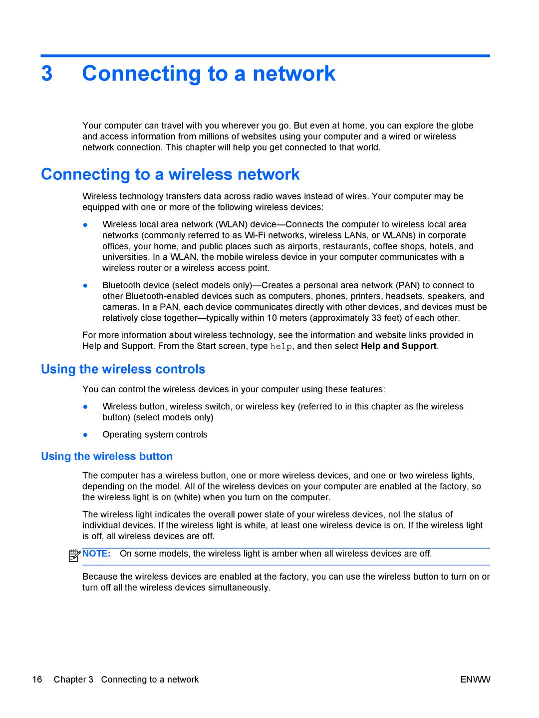 HP 13 x2 Pro manual Connecting to a network, Connecting to a wireless network, Using the wireless controls 