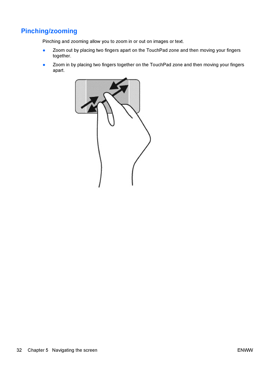 HP 13 x2 Pro manual Pinching/zooming 