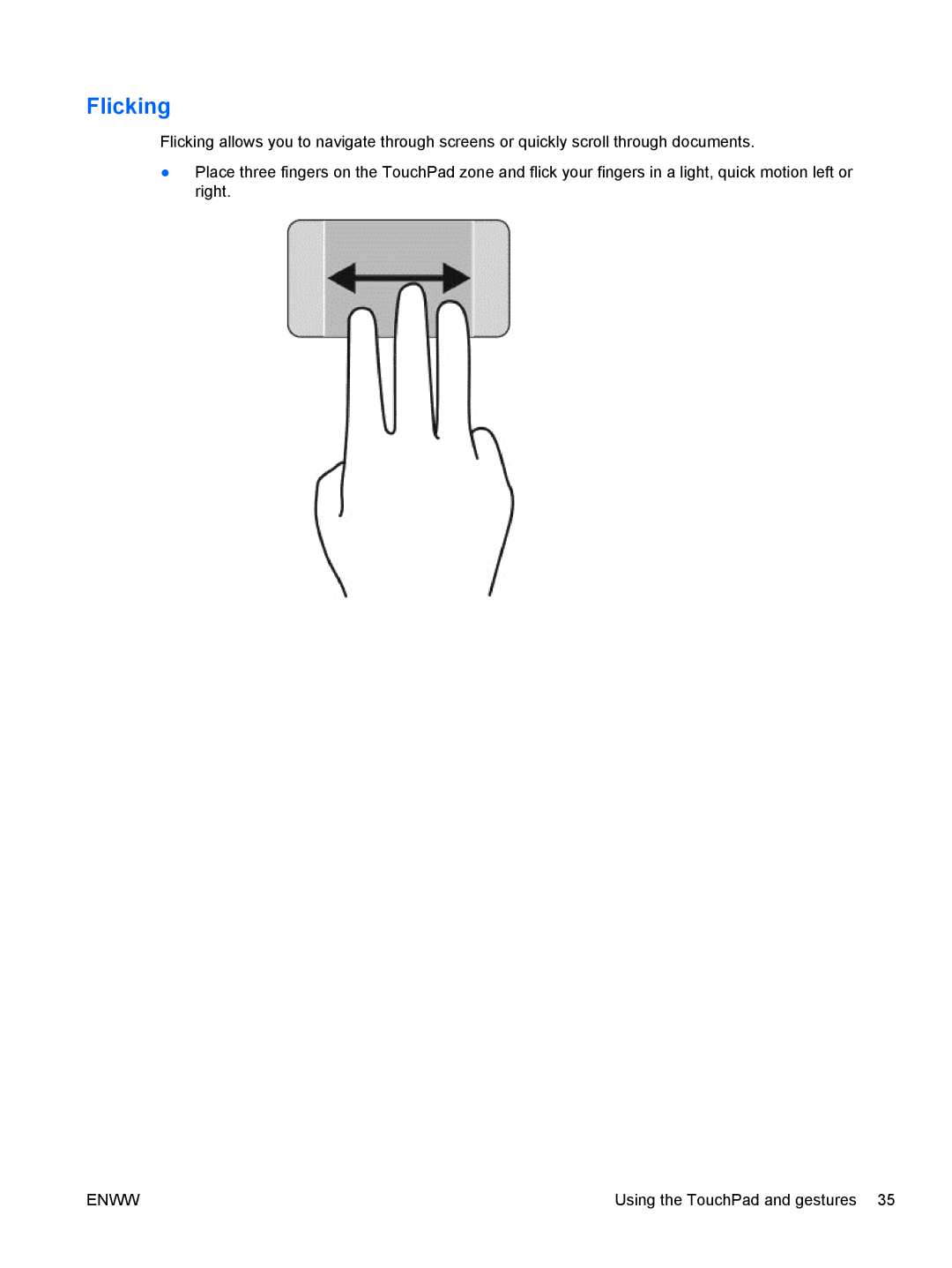 HP 13 x2 Pro manual Flicking 