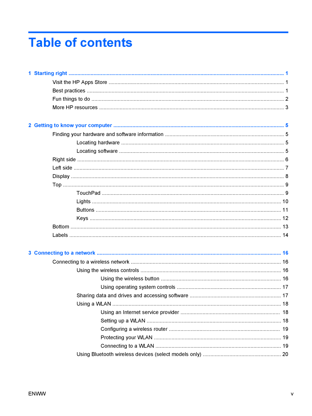 HP 13 x2 Pro manual Table of contents 