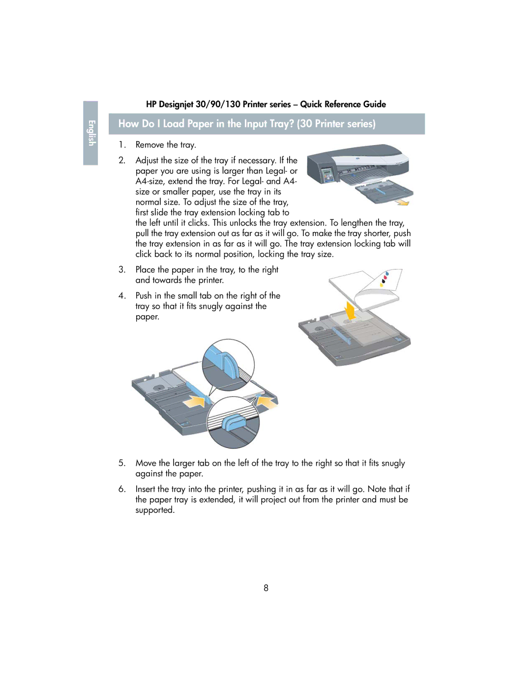 HP 130 manual How Do I Load Paper in the Input Tray? 30 Printer series 