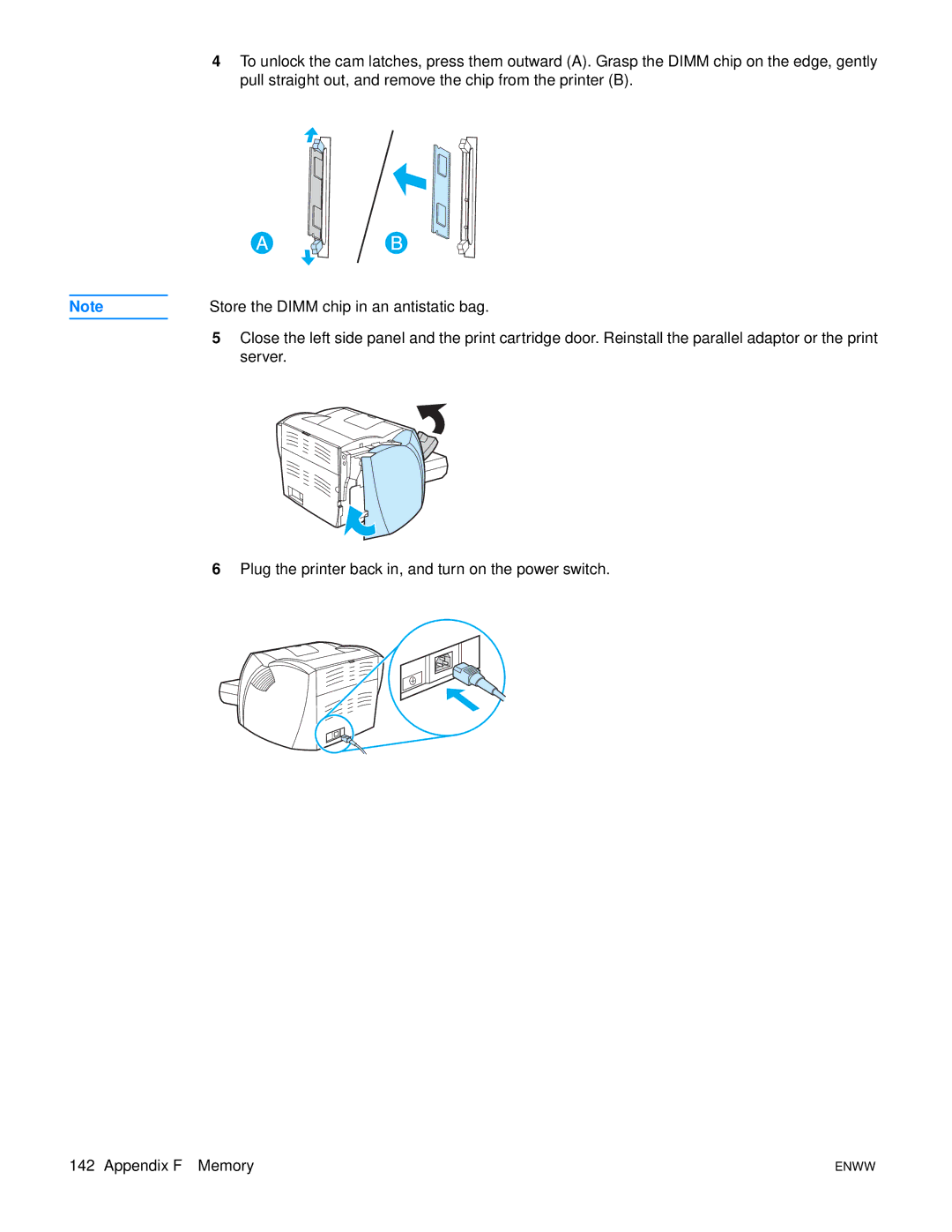 HP 1300, 1150 manual Store the Dimm chip in an antistatic bag 