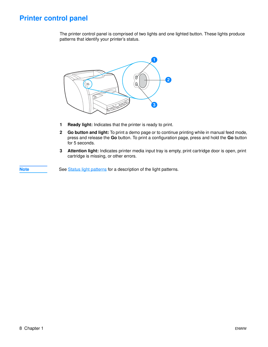 HP 1300, 1150 manual Printer control panel 