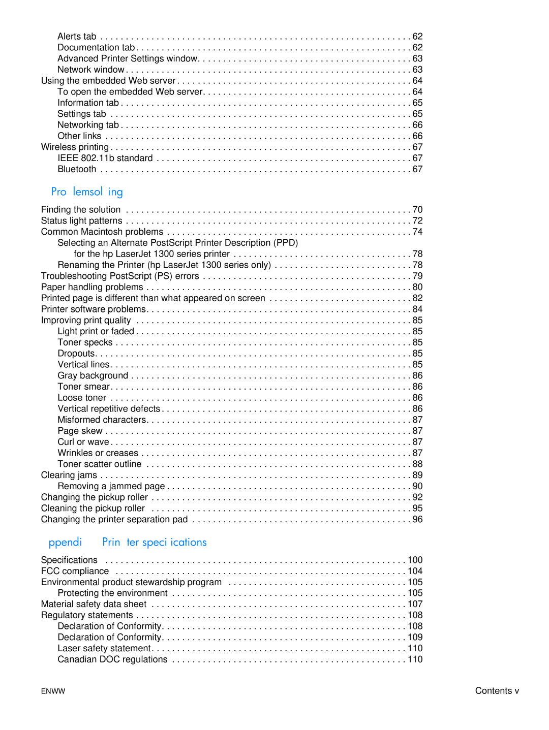 HP 1150, 1300 manual Problemsolving 