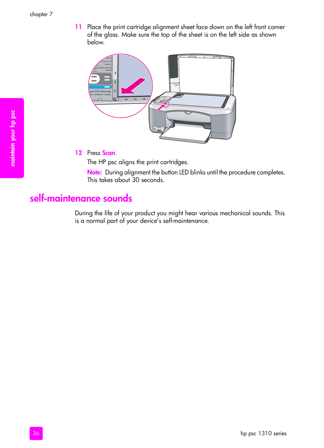 HP 1310 manual Self-maintenance sounds 