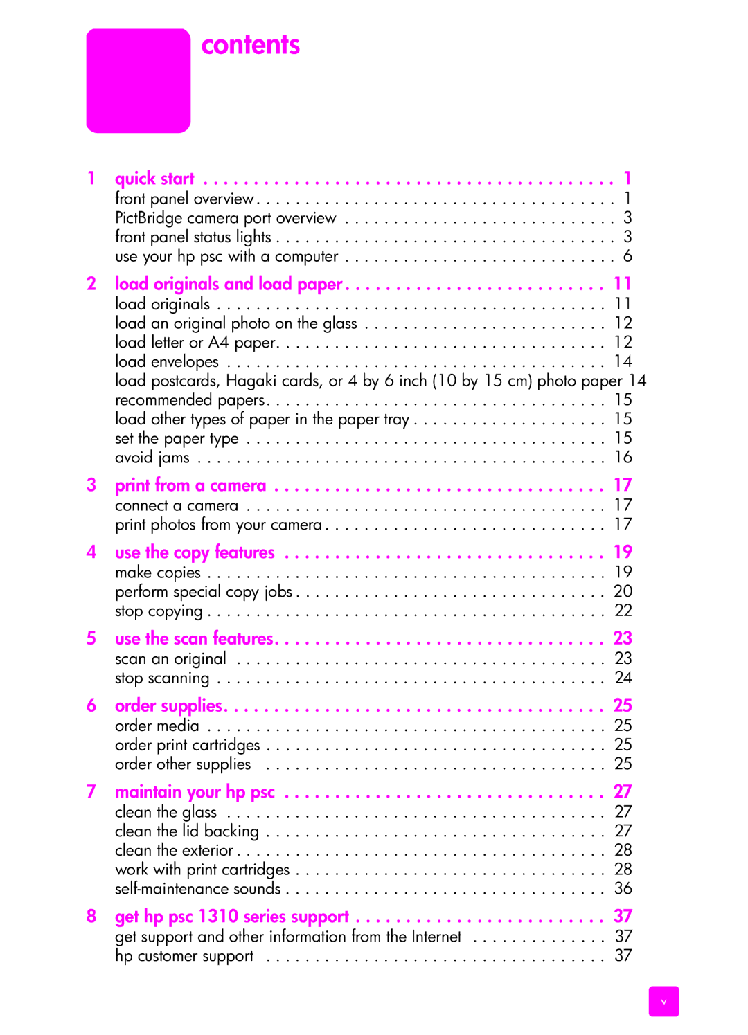 HP 1310 manual Contents 