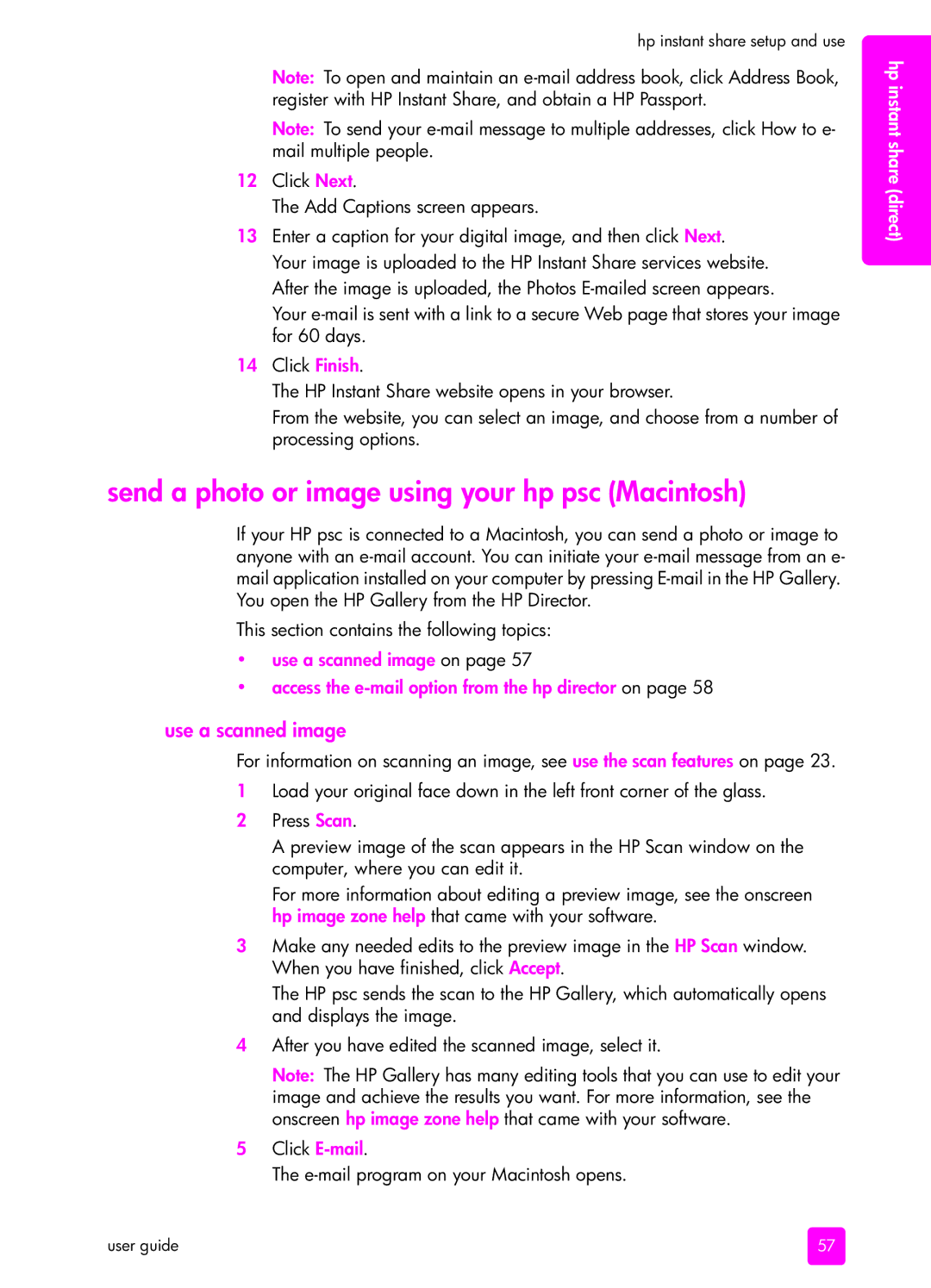 HP 1310 manual Send a photo or image using your hp psc Macintosh 