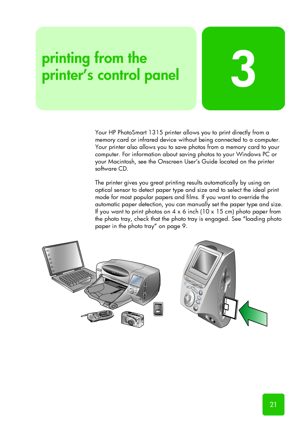 HP 1315 manual Printing from Printer’s control panel 