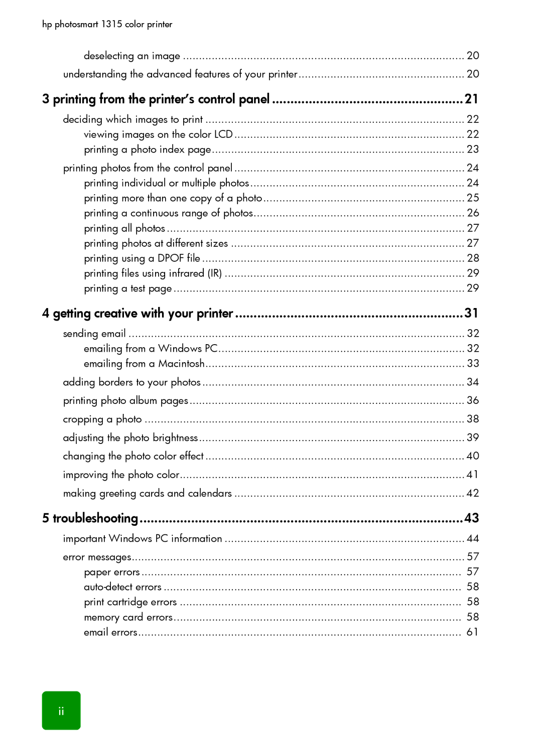 HP 1315 manual Printing from the printer’s control panel 